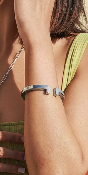 Open image in slideshow, Double T stainless steel Bracelet

