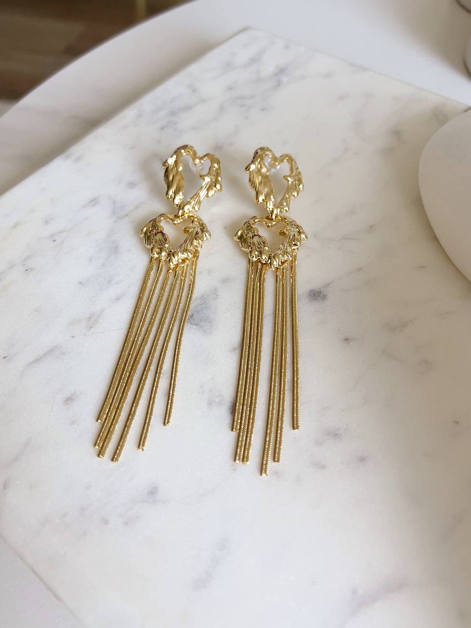 Earrings with Golden heart pendants