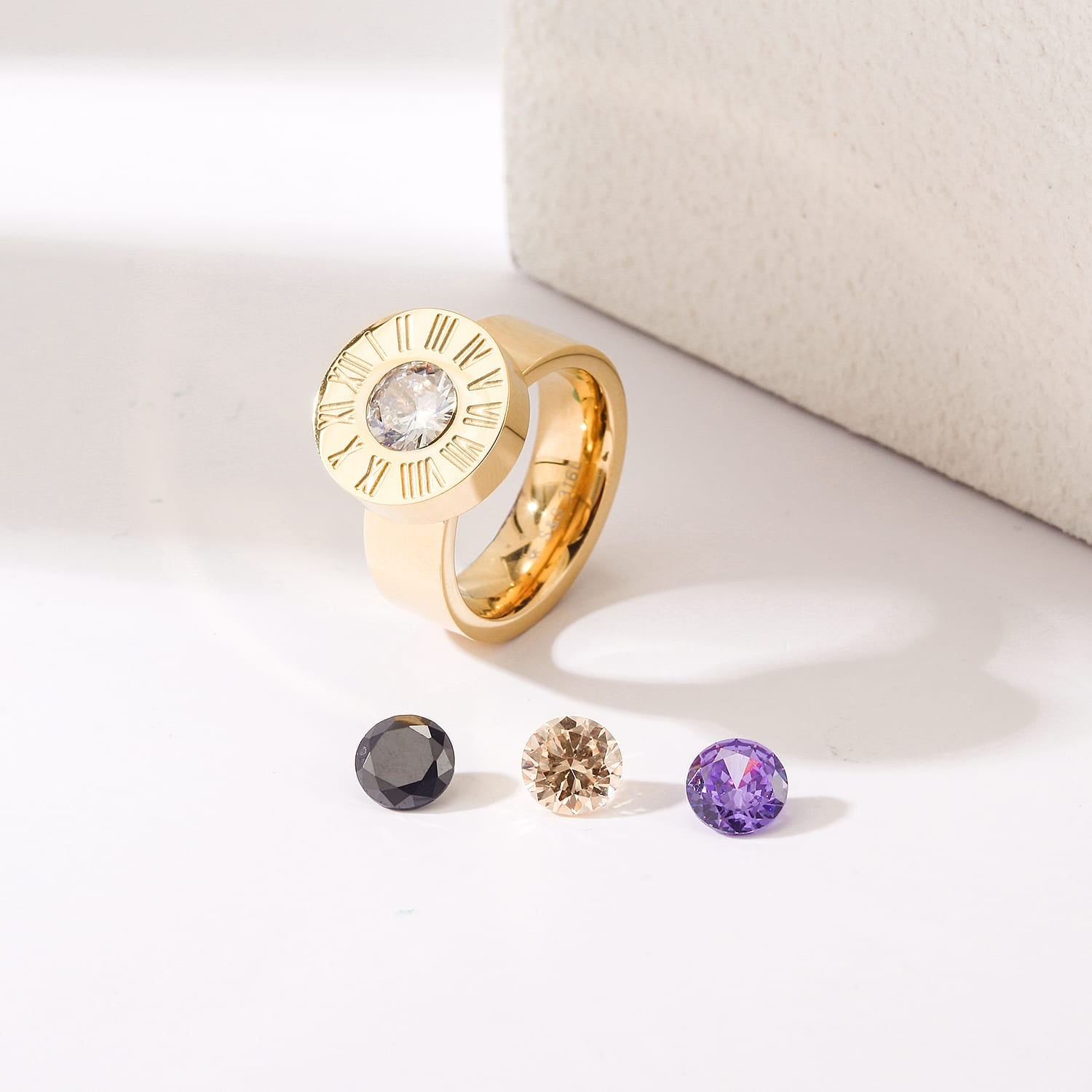 Gold interchangeable stone Ring