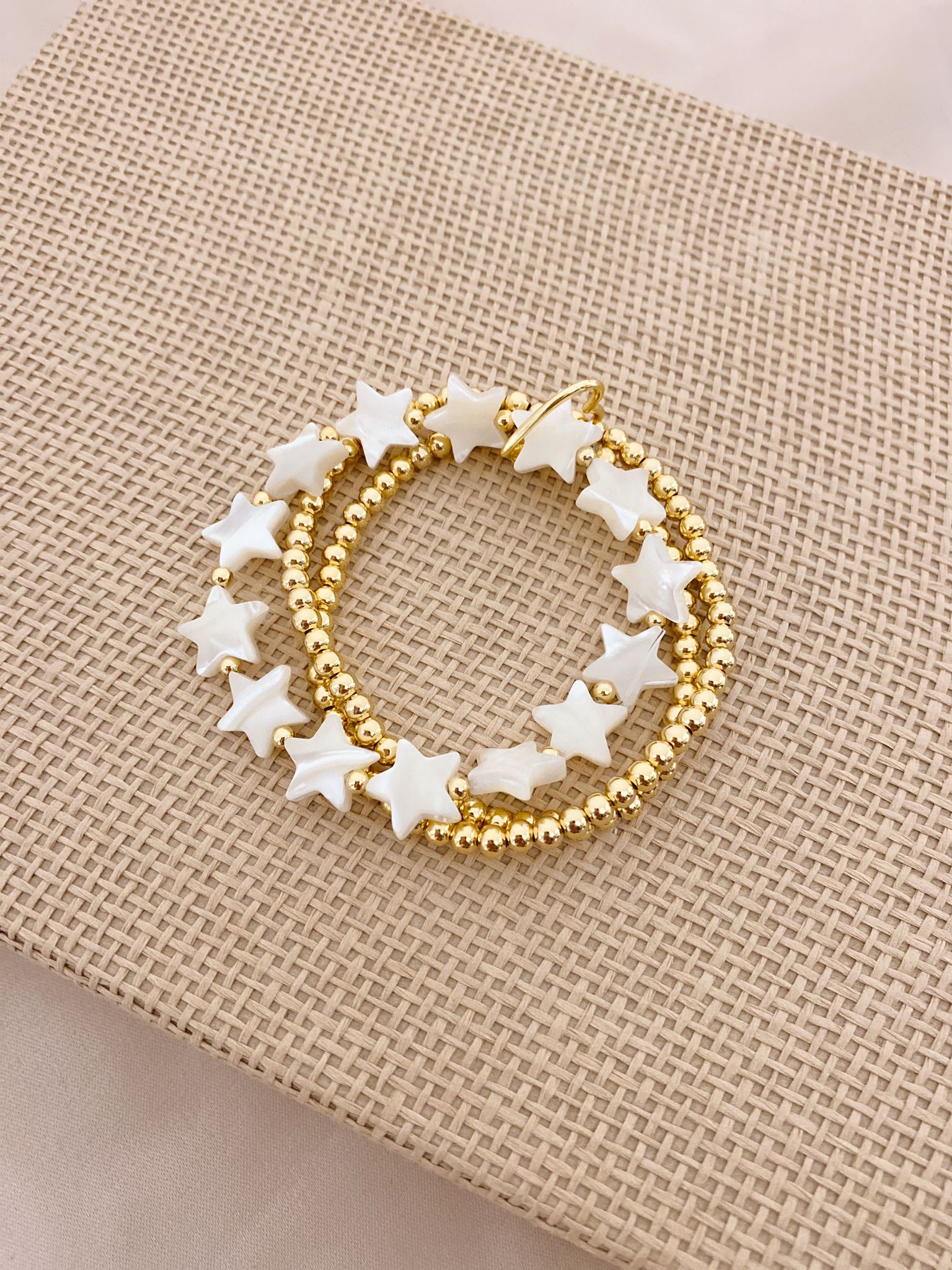 Bracelet set of 3 Pearly Star and Gold