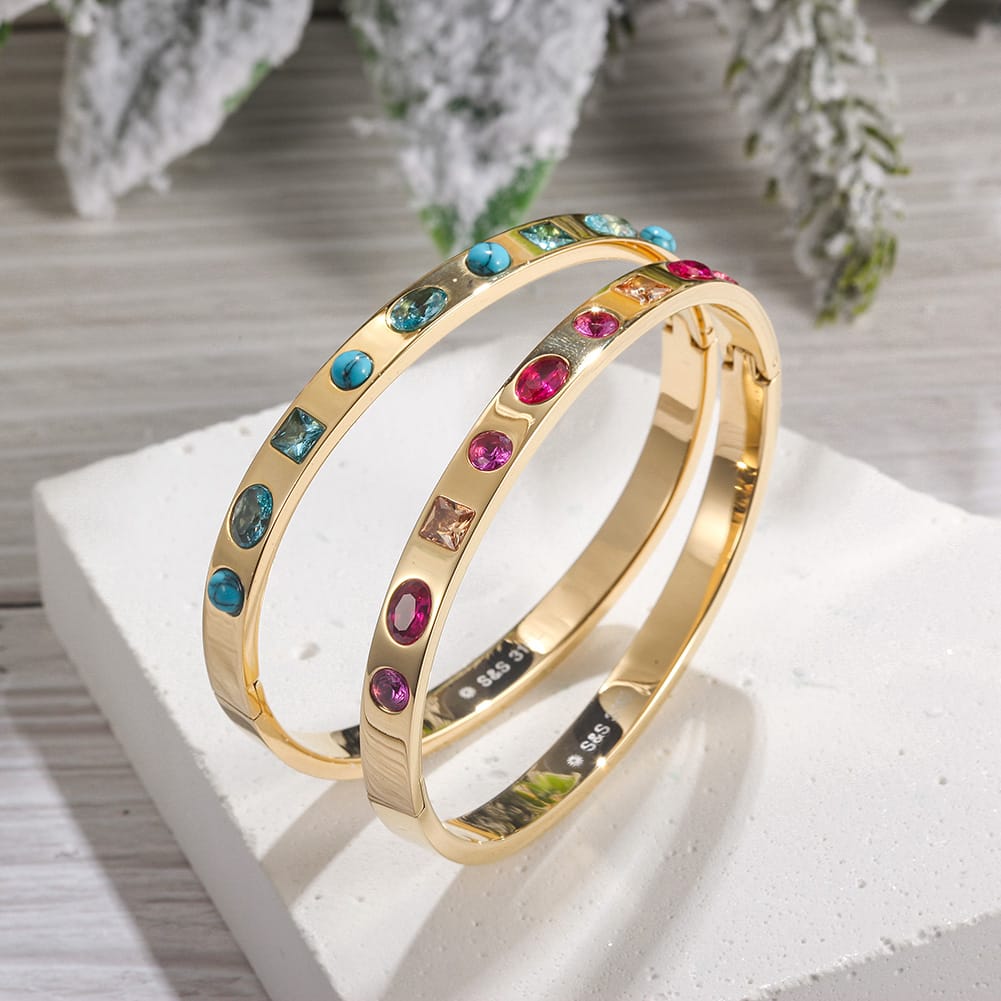 Gold Stainless Steel Bracelet with Crystals