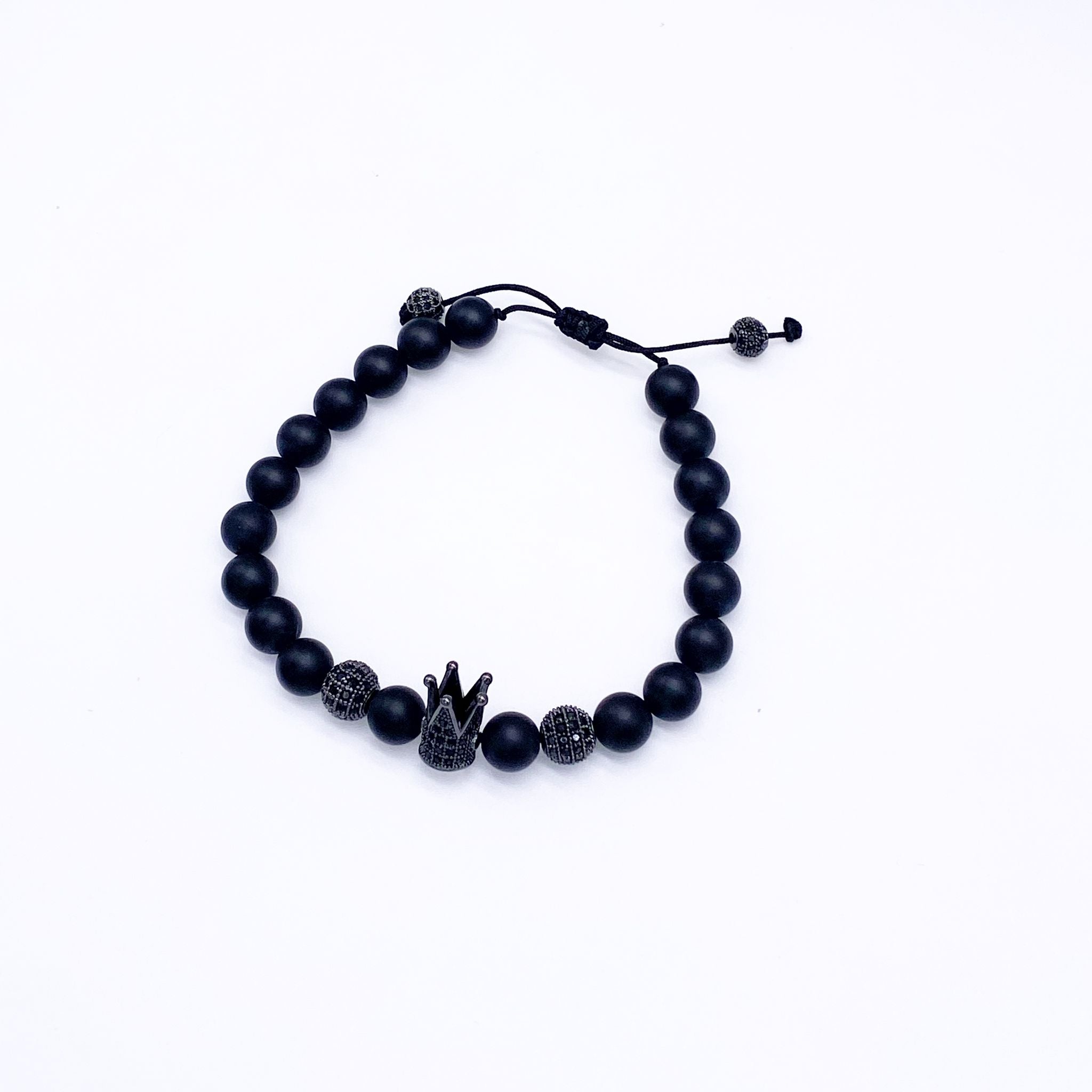 Black Onyx Men´s Bracelet with Crown