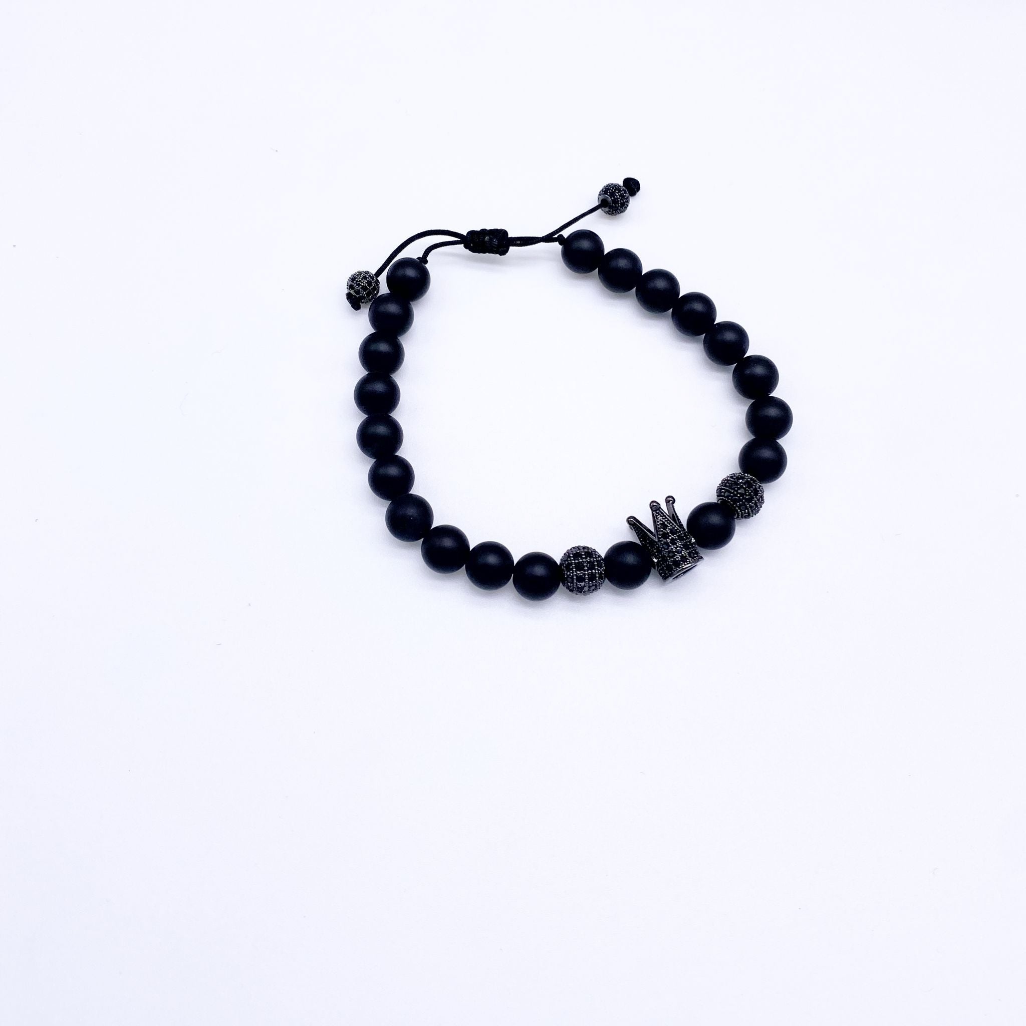 Black Onyx Men´s Bracelet with Crown