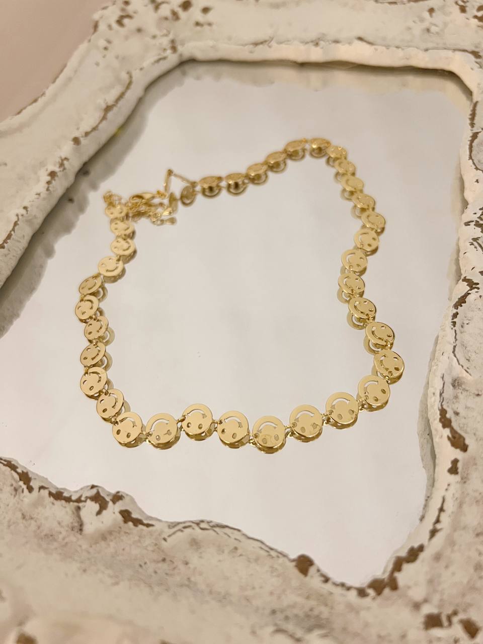 Gold Happy face necklace