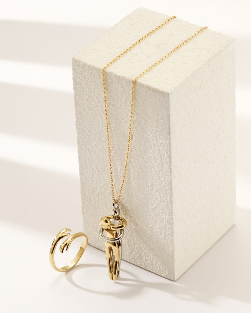 Gold Love and Hug Necklace