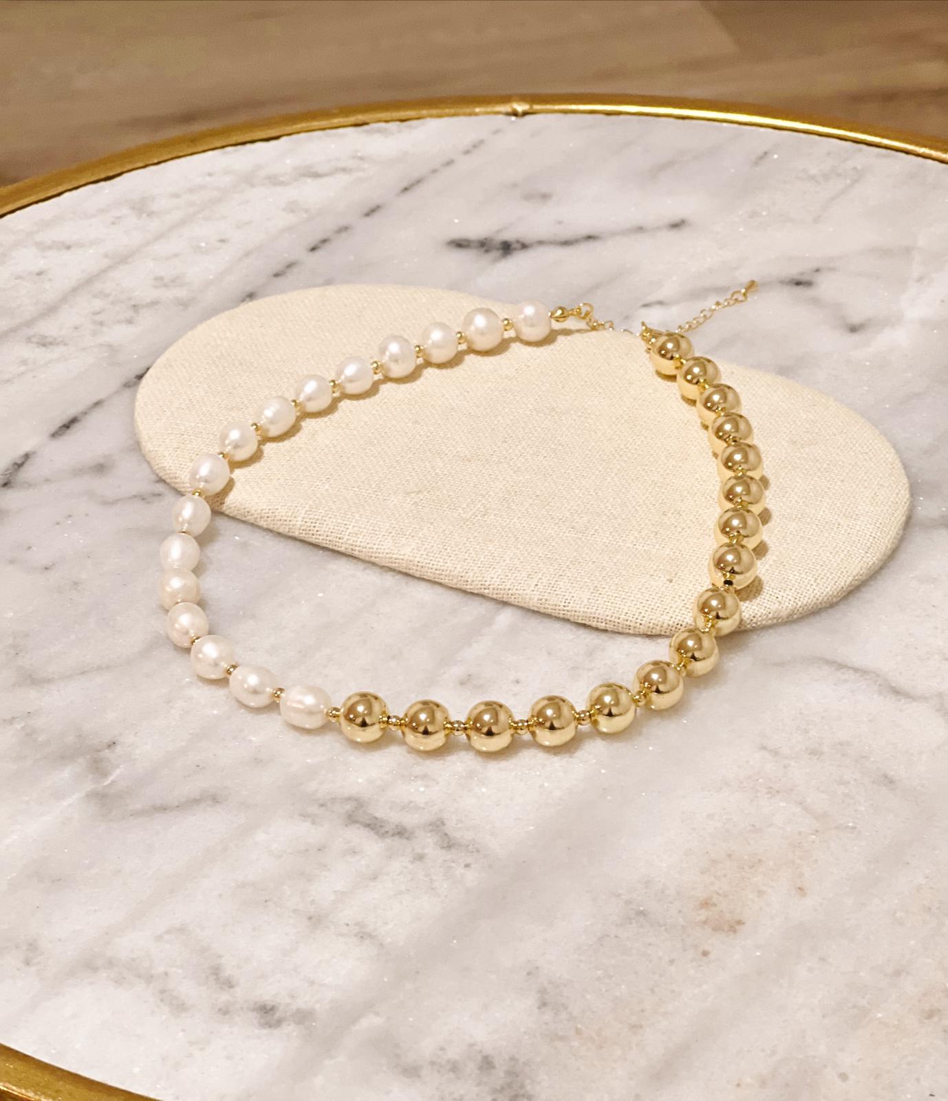 Half Pearl and Half Gold Necklace