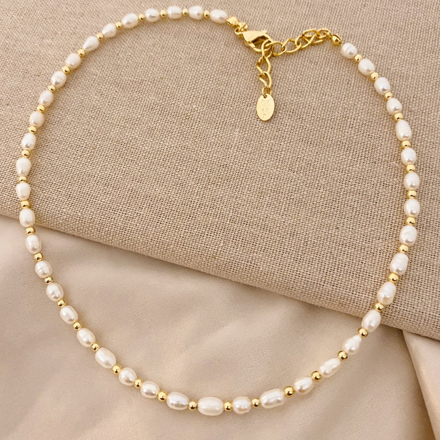Necklace of Natural Pearls and Gold Filled