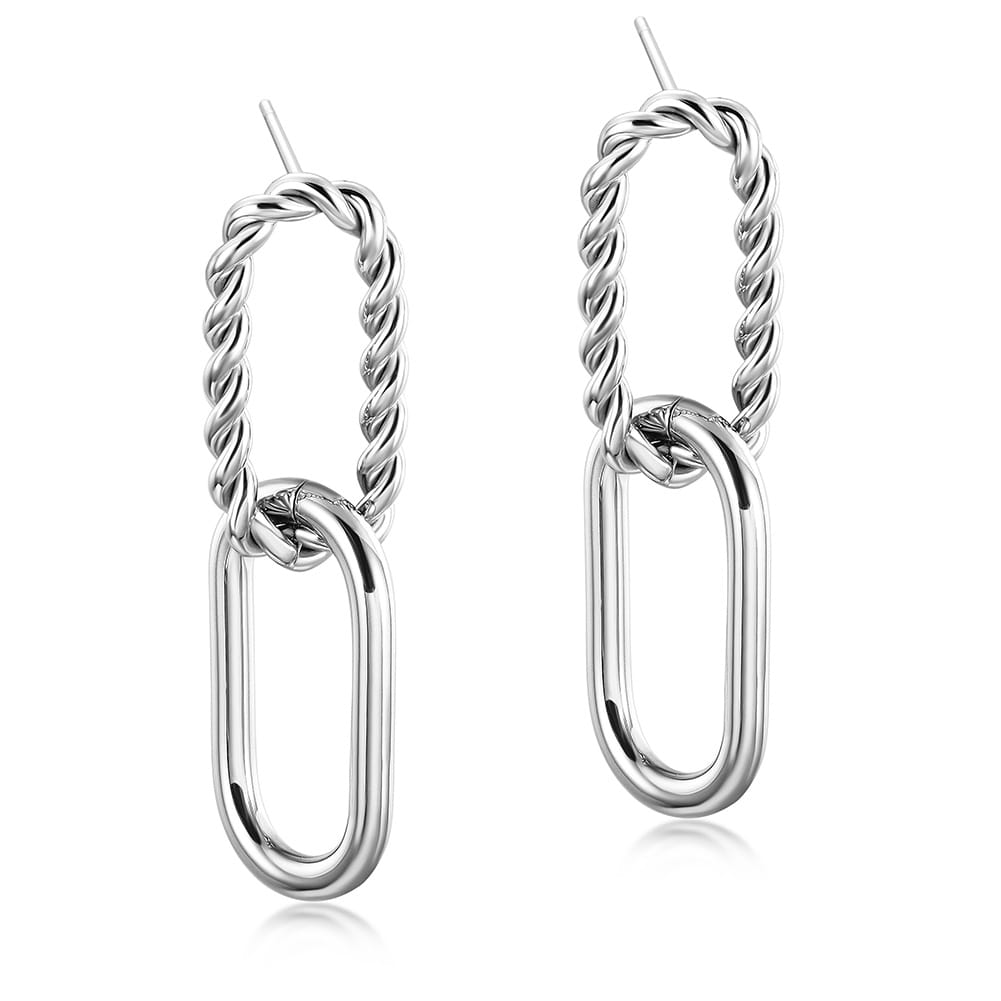Stainless Steel Double Link Earrings